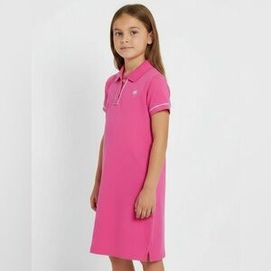 Lilly Pulitzer Pink Palm Tree Polo Dress Kids Size 10 Short Sleeve Cotton